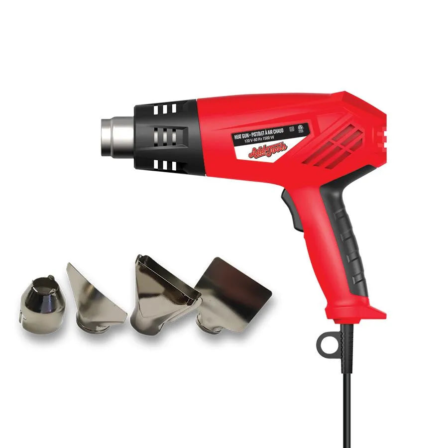Trousse de pistolet à air chaud avec 4 embouts - 1500 W - 5 pièces