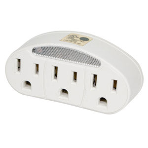 Adaptateur mural à 3 prises avec veilleuse - 125 V - 15 A - Blanc