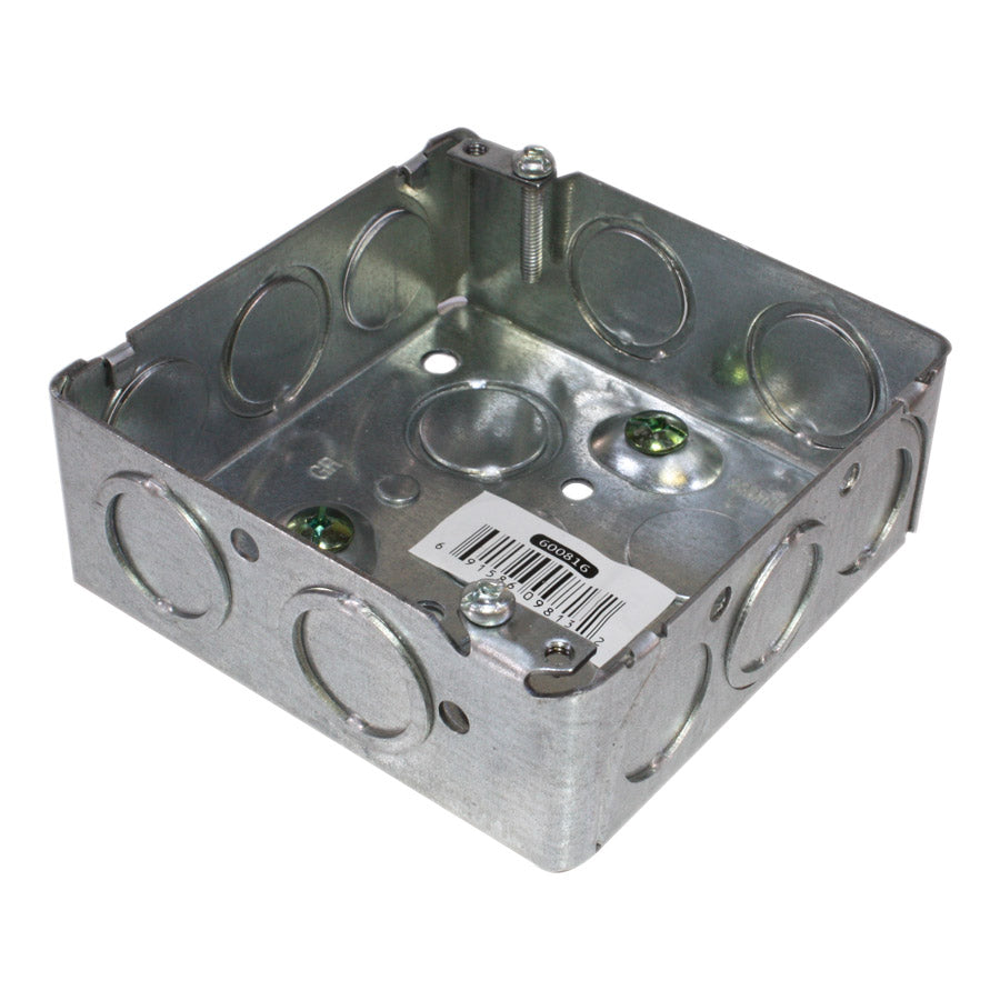 Boîtier électrique carré - 4″ X 4″ X 1-1/2″ (119 mm X 19 mm X 38.1 mm) - Acier