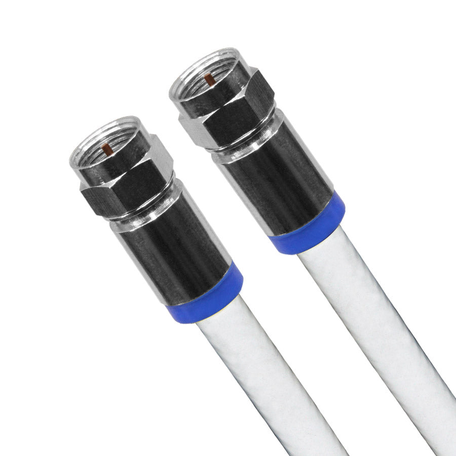Câble coaxial RG6 avec connecteurs type F - Blindé à 77% - FT4 - Blanc - 1m