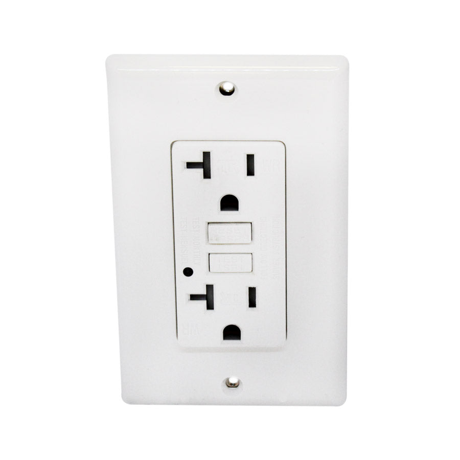 Prise DDFT inviolable avec plaque de montage - Intérieur/Extérieur - 125 V - 15/20 A - Blanc