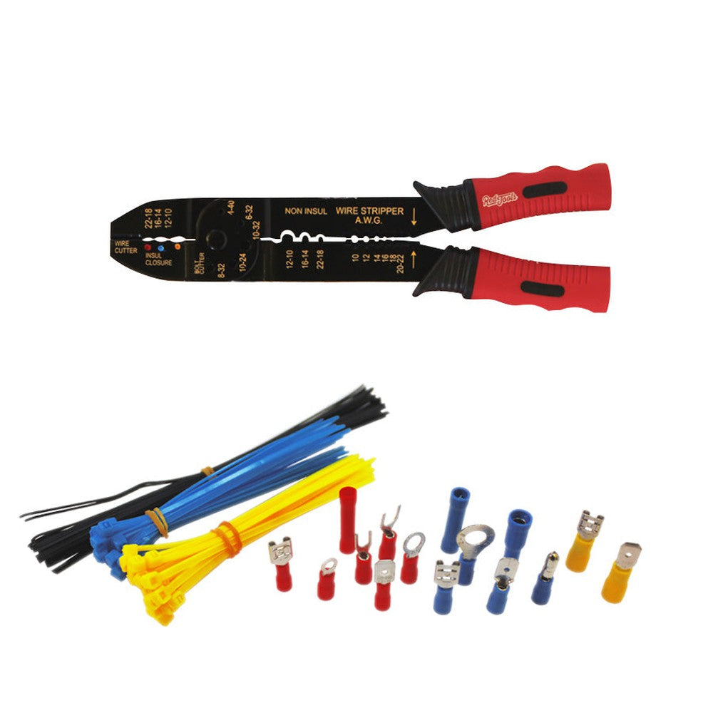 Ensemble de pince sertir avec assortiment de terminaux et attaches autobloquantes - 271 pièces