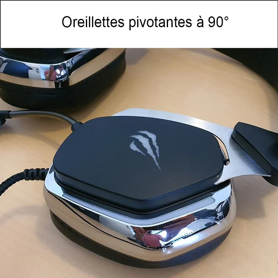 Casque de jeu rétroéclairé RVB à réduction du bruit avec fil et microphone - USB