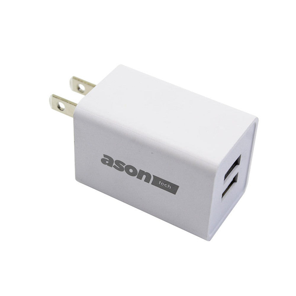 Chargeur mural USB double - 5 V - 2 ports USB 1 A et 2.1 A - Blanc
