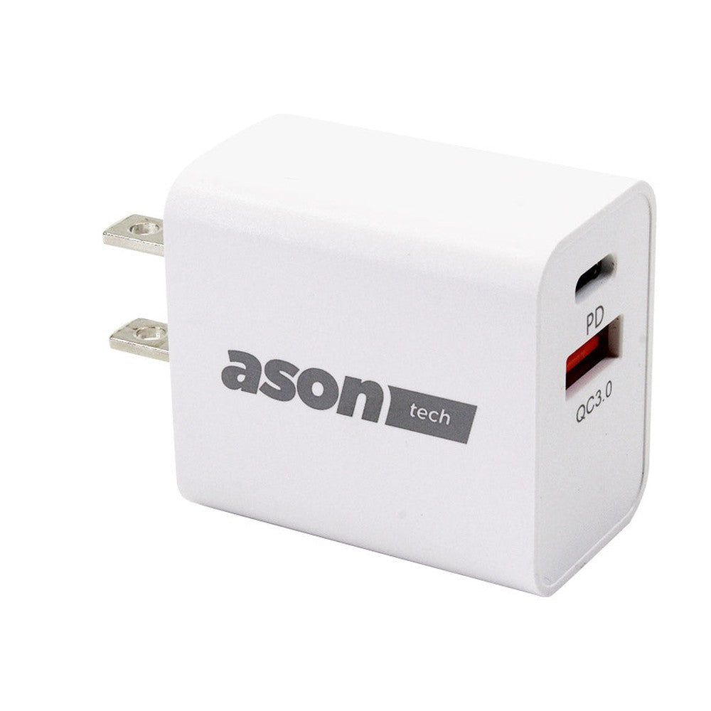 Chargeur mural double à chargement rapide - USB-A/USB-C intelligents - 20 W - 3 A