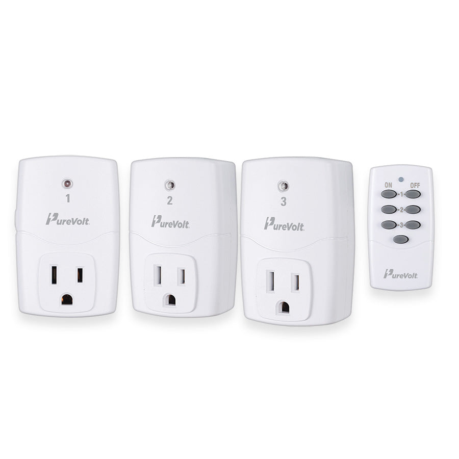 Ensemble de 3 commutateurs sans fil avec télécommande pour prises intérieures - 125 V - 10 A - 30 m