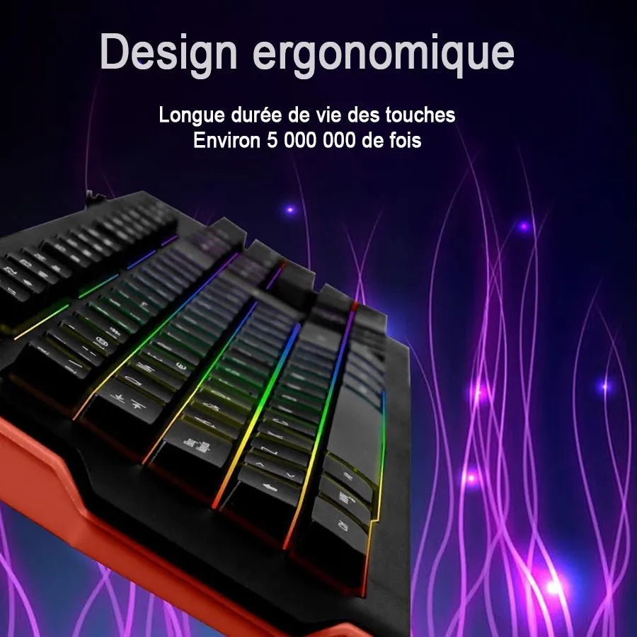 Clavier de jeu rétroéclairé DEL RVB avec fil - USB - 104 touches