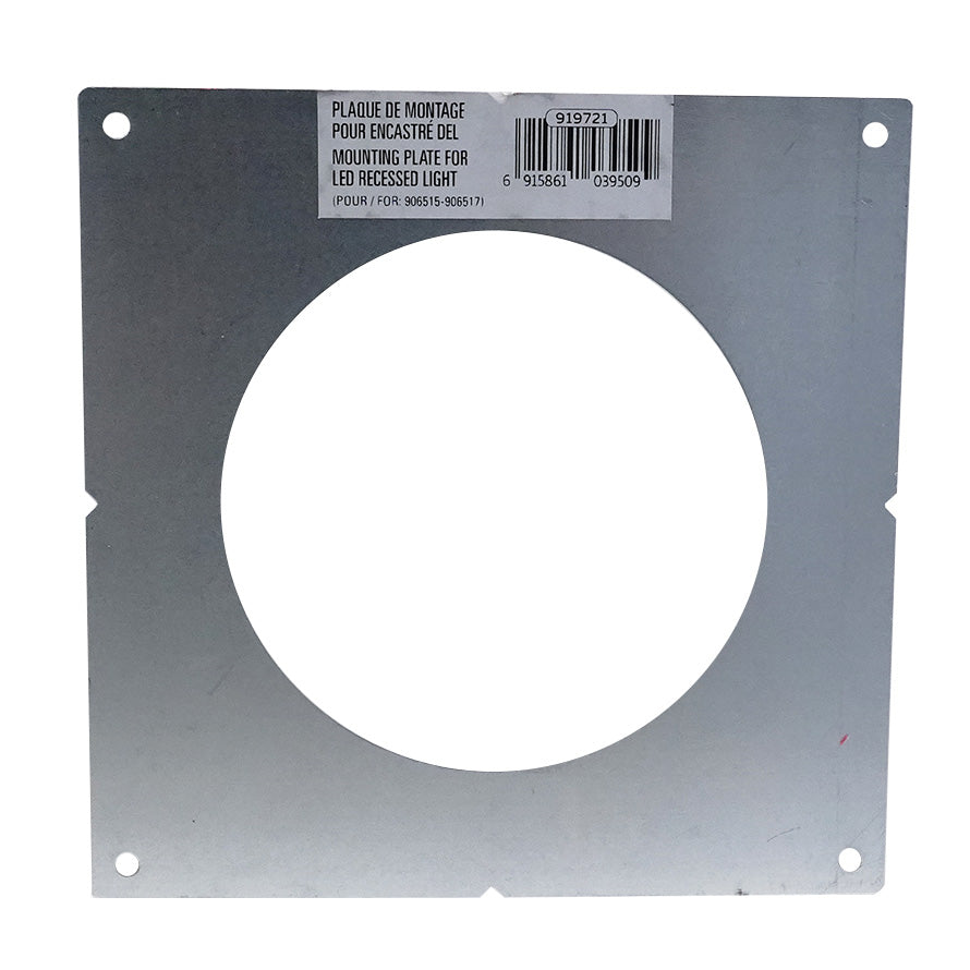 Plaque de montage en acier pour lumière DEL encastrée ronde - 4″