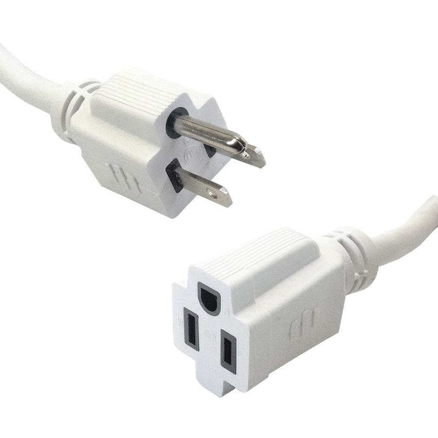 Rallonge électrique robuste - 3C/14 AWG - Intérieur/Extérieur - 125 V - 15 A - Blanc - 4.5 m
