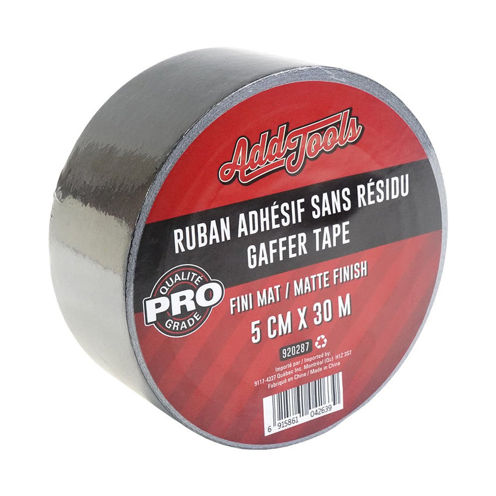 Ruban adhésif en tissu avec fini mat - 5 cm x 30 m - Noir