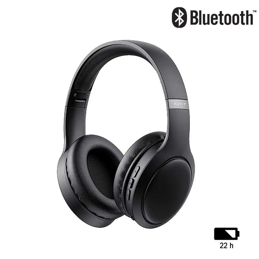 Casque d′écoute supra-aural sans fil avec microphone intégré - Bluetooth - Noir