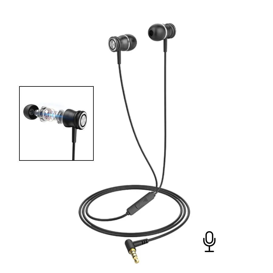 Écouteurs intra-auriculaires avec fil et microphone - 3.5 mm - Noir
