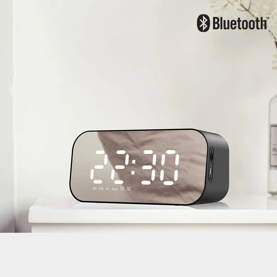 Réveil-matin Bluetooth avec radio et haut-parleurs sans-fil intégré - AM/FM/Bluetooth/AUX - Noir