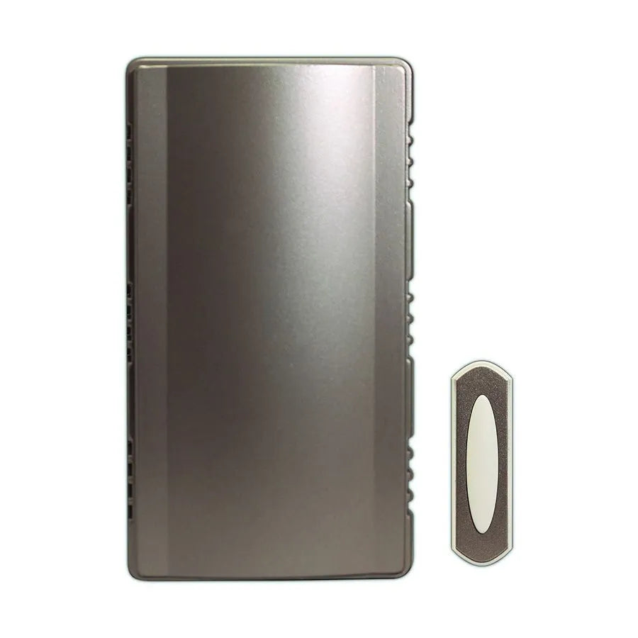 Carillon de porte sans fil avec bouton-poussoir - Nickel