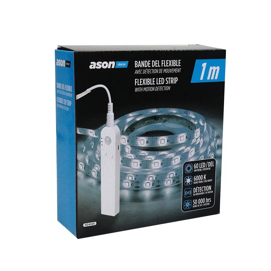 Bande DEL avec détecteur de mouvement - 5 V - SMD5050 - 60 DEL/m - 6000K - 1 m