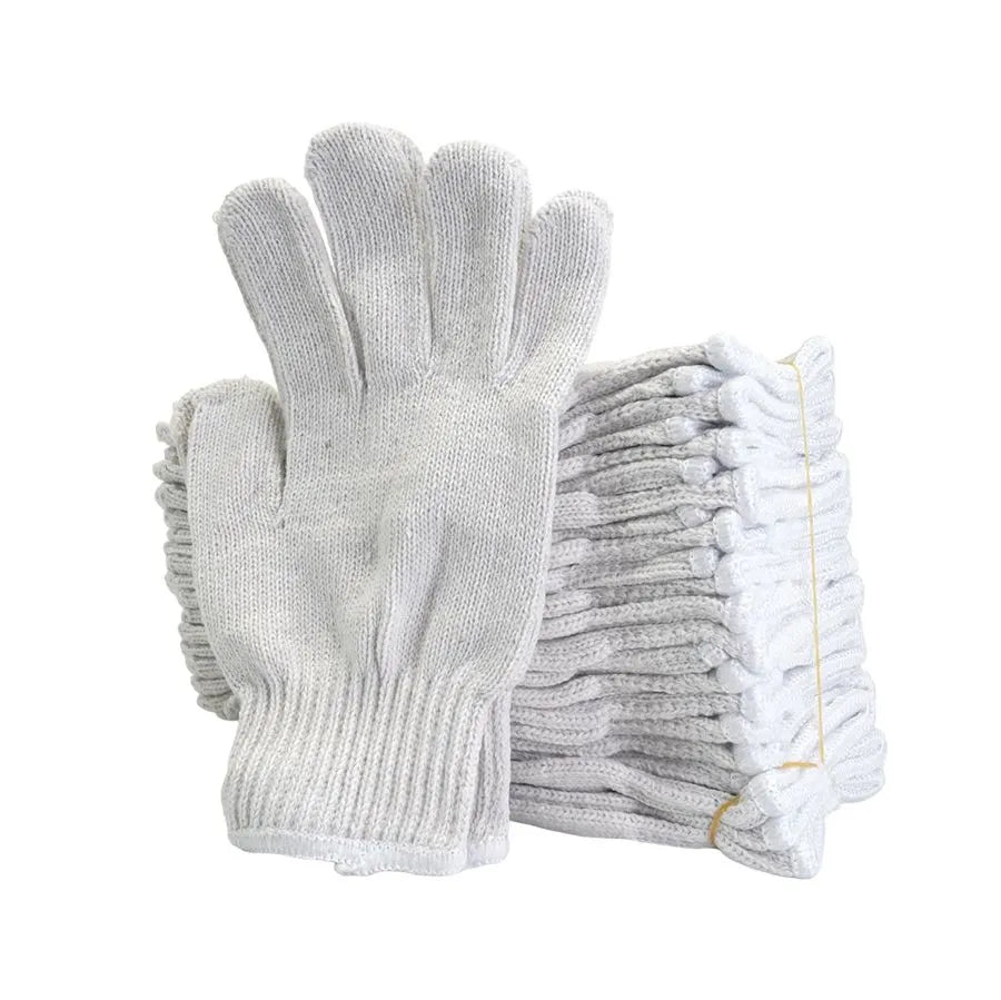 Gants de travail en coton Large - 700g - Blanc - Paquet 12 paires