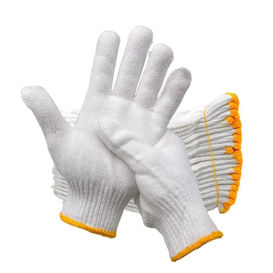 Gants de travail en coton XL - 700g - Blanc - Paquet 12 paires