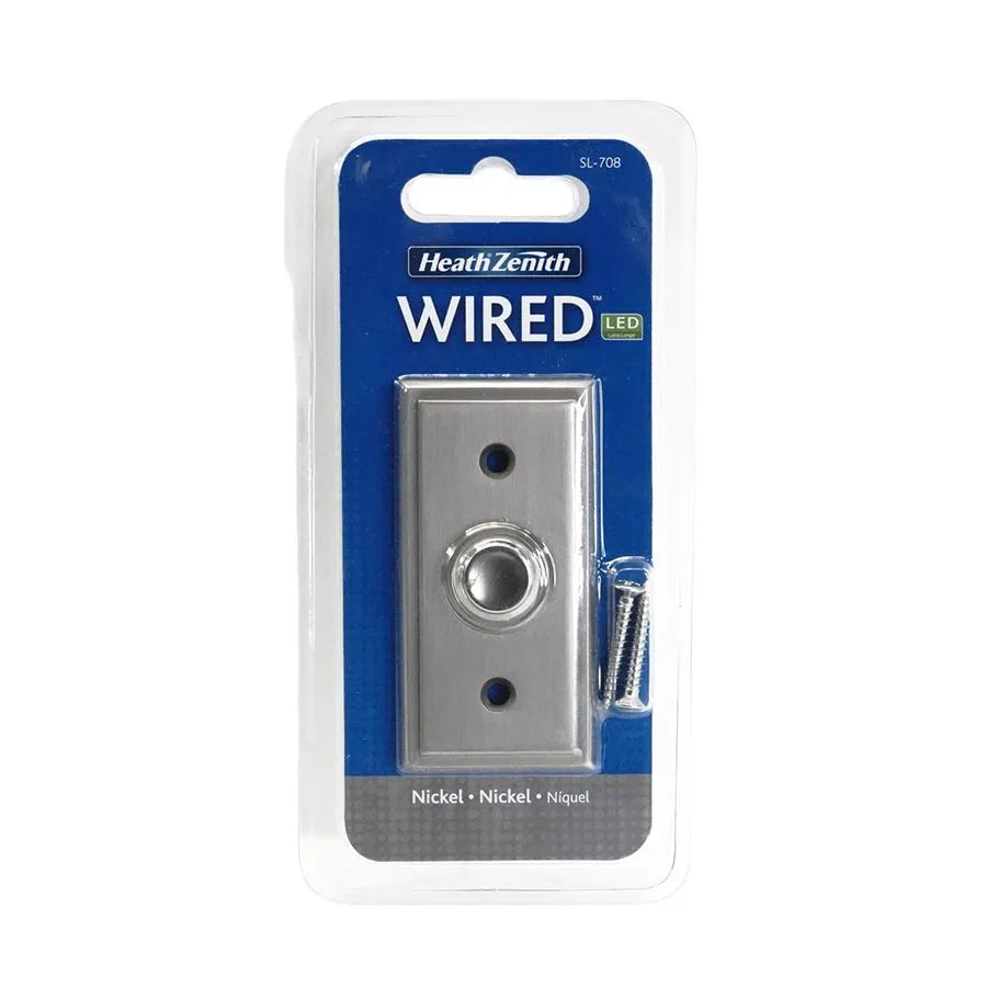 Bouton sonnette de porte illuminé DEL - Nickel