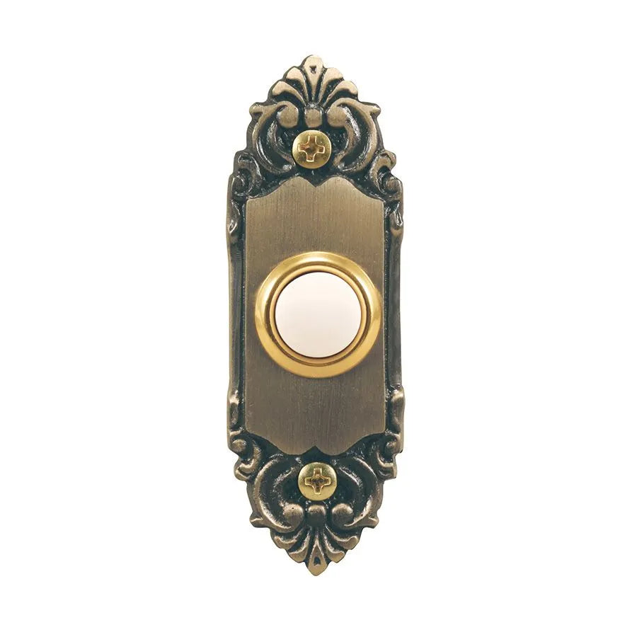 Bouton sonnette de porte antique illuminé DEL - Laiton