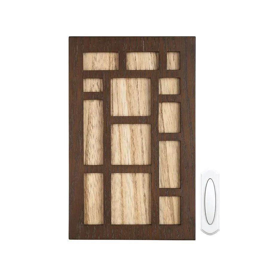 Carillon de porte sans fil avec bouton-poussoir - Bois