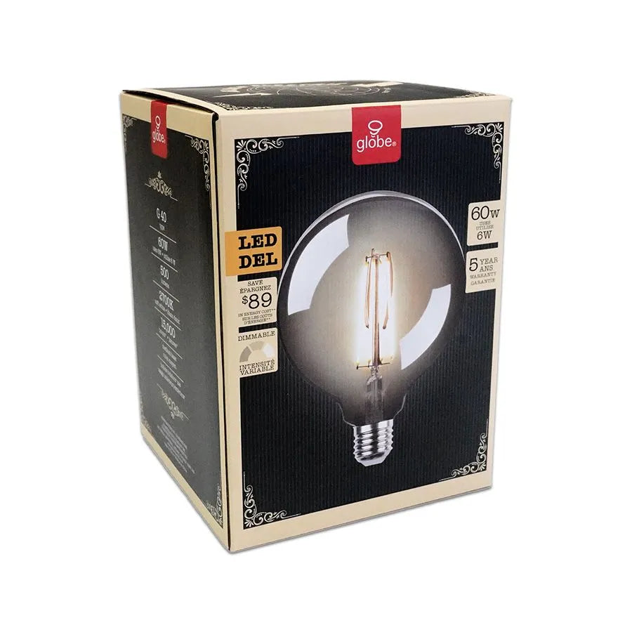 Ampoule DEL G40 6W graduelle à filament - E26 - 2700K
