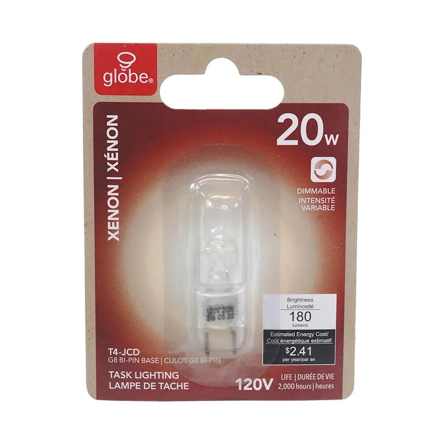 Ampoule halogène graduelle xénon T4-JCD - 120V - 20W - G8 bi-pin