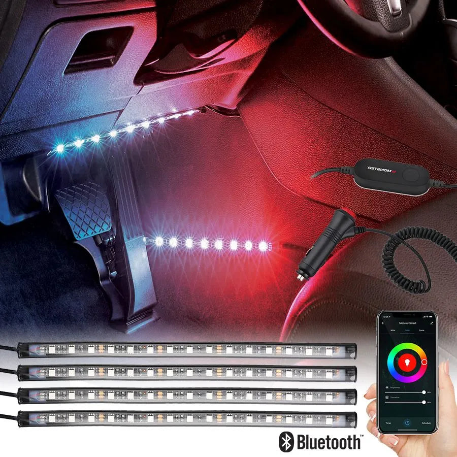 Ensemble de bandes lumineuses DEL intelligentes pour voiture - RVB