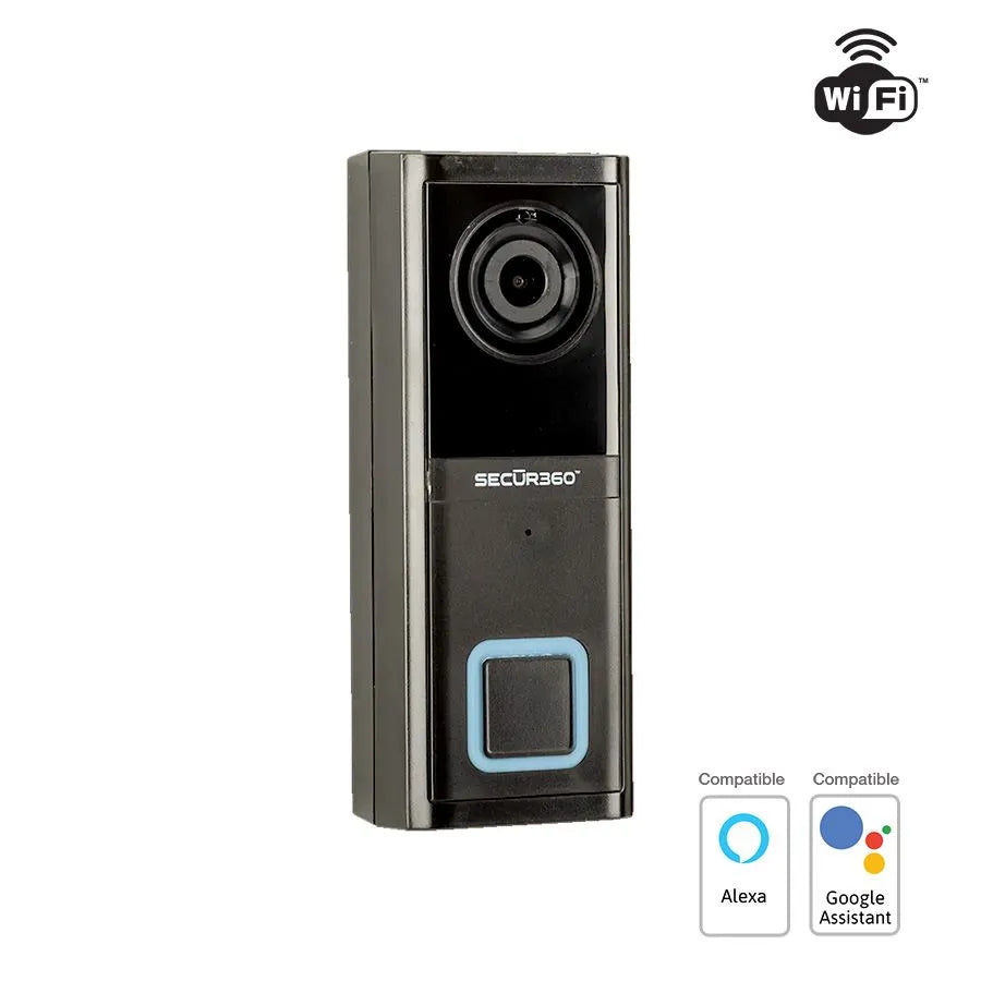 Sonnette Wi-Fi intelligente filaire avec caméra HD - Noir