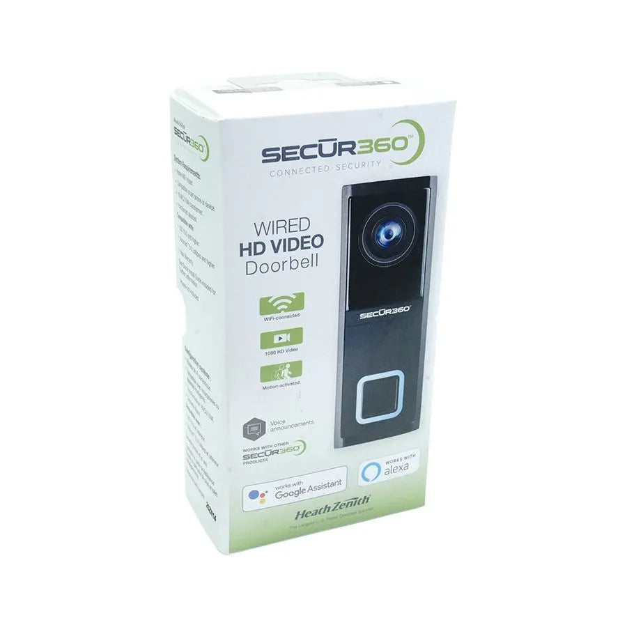 Sonnette Wi-Fi intelligente filaire avec caméra HD - Noir
