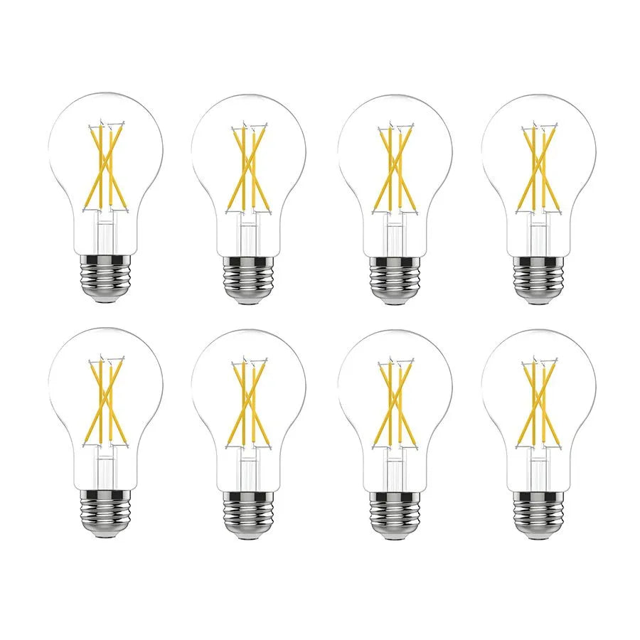 Ampoule DEL graduelle à filaments A19 - 120V - 8W - E26 - 5000K - Paquet de 8