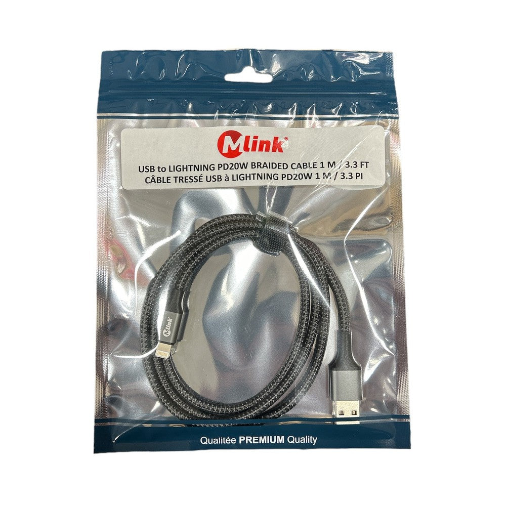 Câble Lightning à USB PD20W 5V/2.4A en nylon tressé à charge rapide