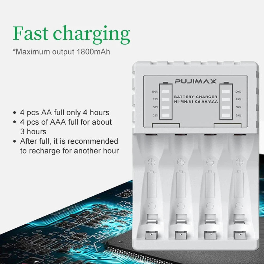 Chargeur USB intelligent pour piles AA & AAA Ni-mh/Ni-cd - 4 bay