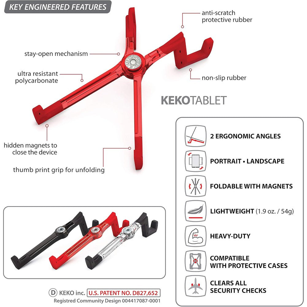 KEKO Support à Tablette Universel - Rouge (Emballage carton)