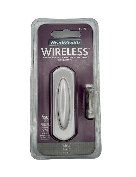 Sonnette Sans Fil à Piles - Blanc Brillant - Portée 100 ft - Compatible Heath Zenith
