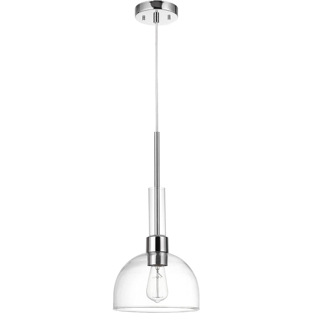 Suspension en verre transparent et chrome pour îlot de cuisine et café