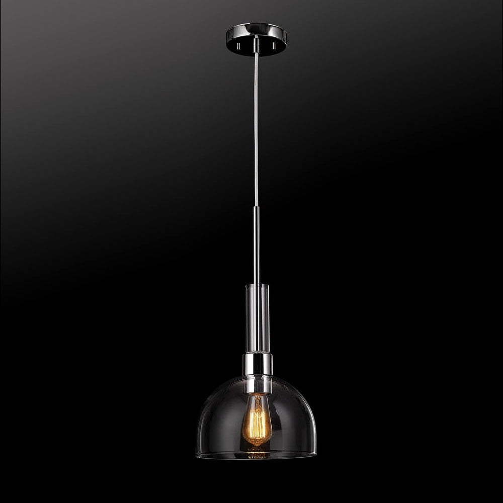 Suspension en verre transparent et chrome pour îlot de cuisine et café