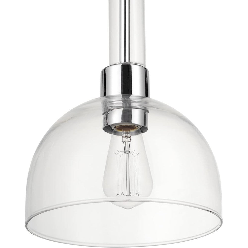 Suspension en verre transparent et chrome pour îlot de cuisine et café