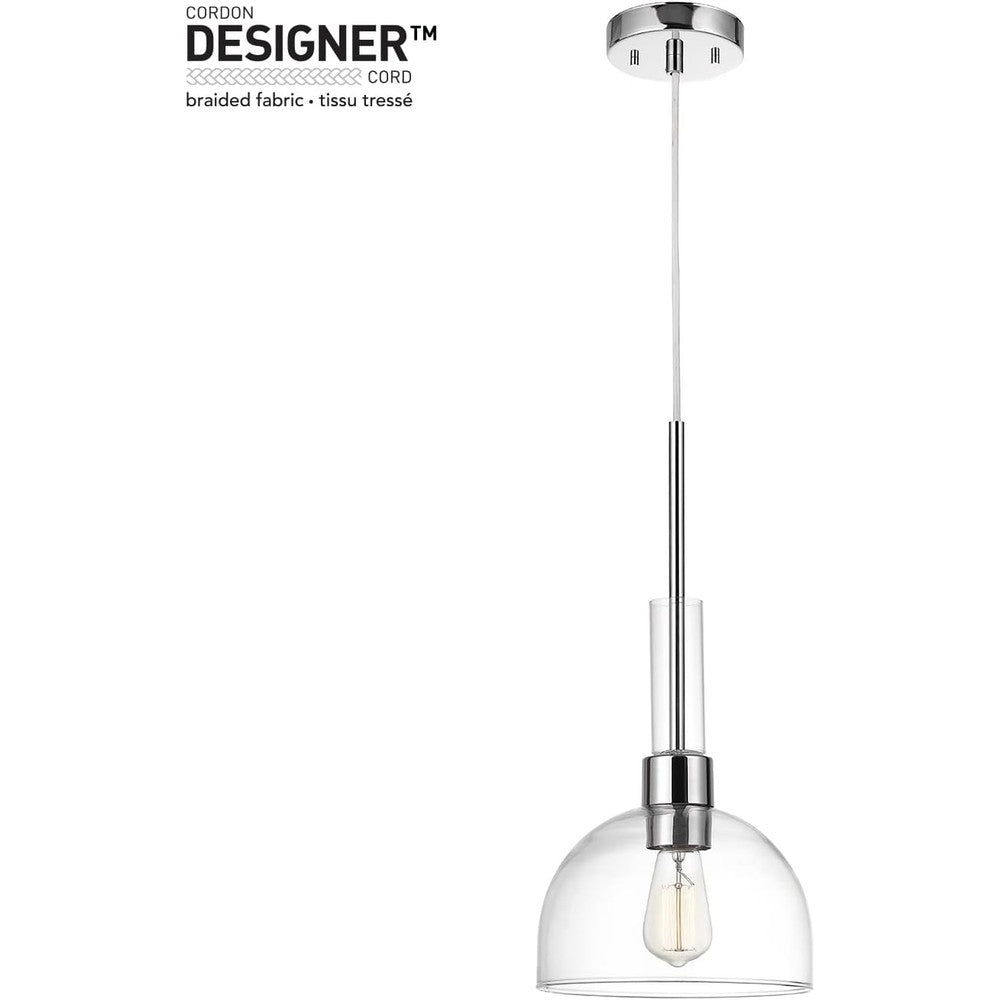 Suspension en verre transparent et chrome pour îlot de cuisine et café