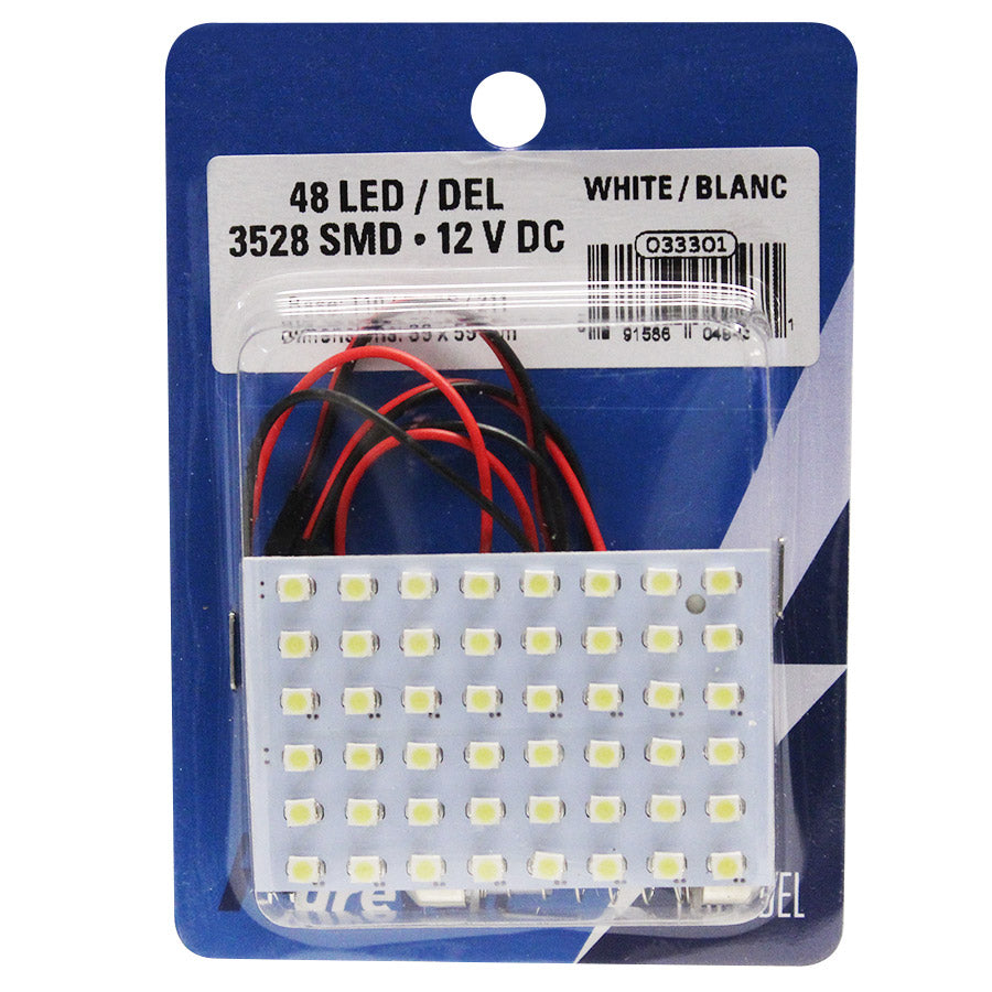 Module 48 DEL 3528 SMD blanches – 12VDC Base T10/BA9S/211