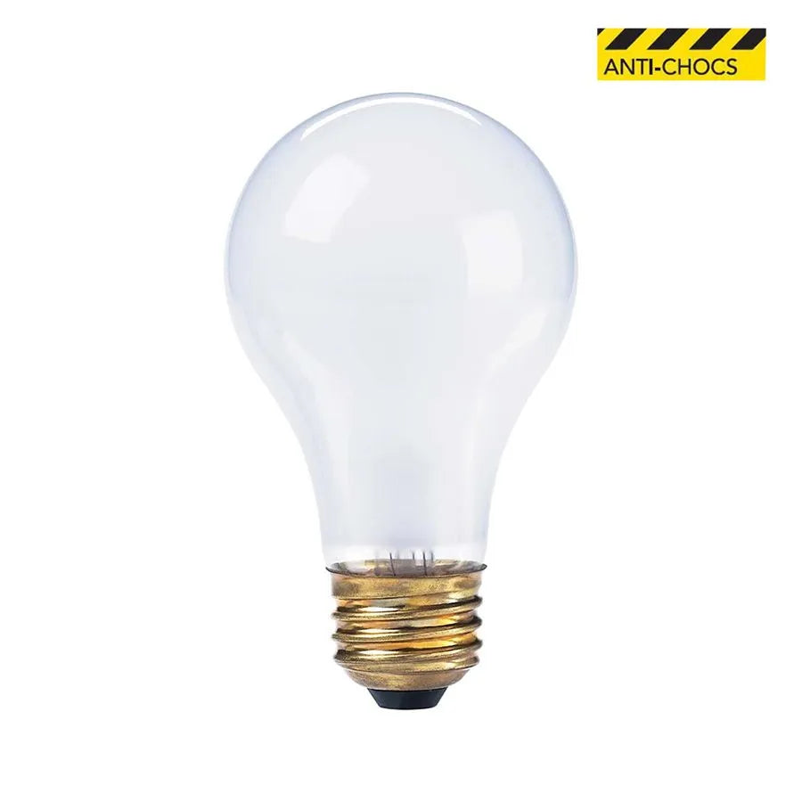 Ampoule incandescente anti-chocs A19 - 100 W - E26 - Givrée