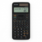 High-resolution hero product shot of the black Sharp EL520XTBK scientific calculator on a pure white background.