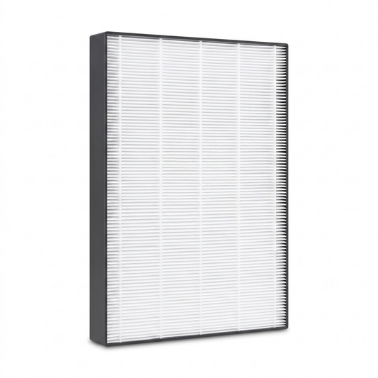 A high-resolution photo of the SHARP FZK50HFU True HEPA replacement filter for FPK50UW, white, with a gray frame on a white background.