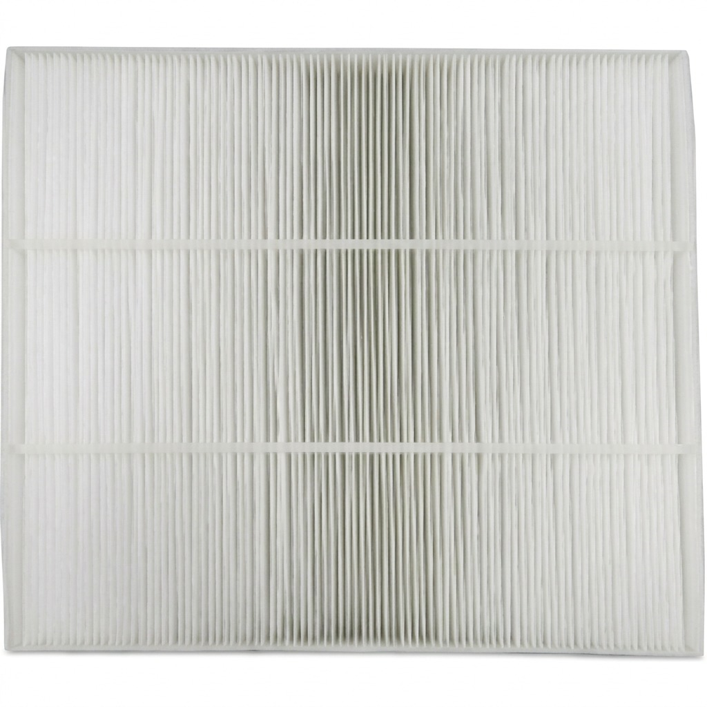 High-resolution hero shot of the white pleated Sharp FZA28HFU True HEPA replacement filter.