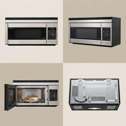 PDP Visual matrix showcasing the specific SHARP microwave from multiple angles in a grid view.