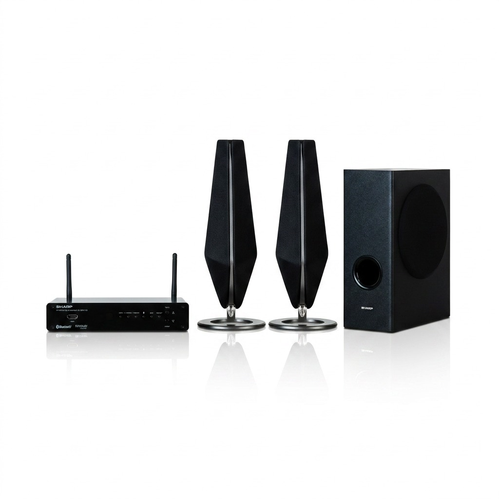 A high-resolution product shot of the Sharp HT-SPW135 2.1ch home cinema system on a white background.