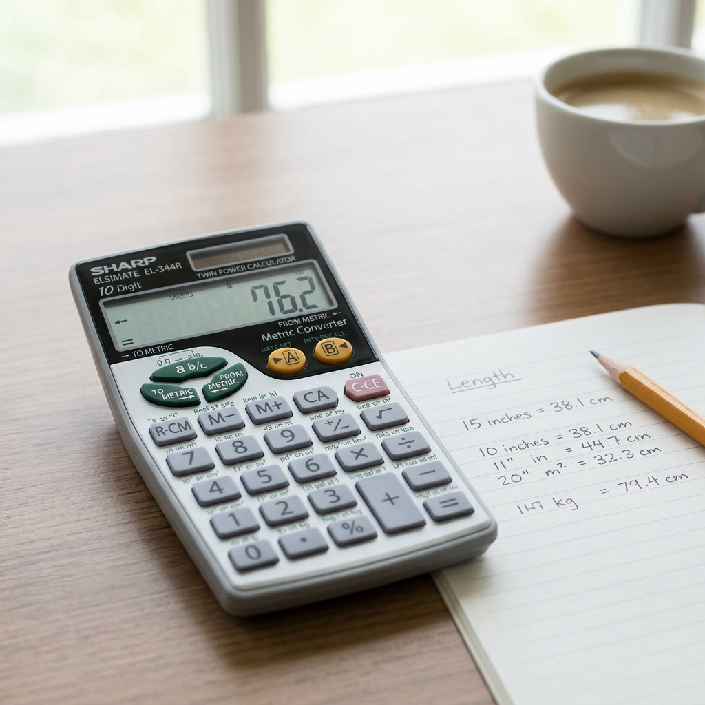 Alt text: Lifestyle photo of a SHARP EL344R calculator on a desk with papers, pencil, and natural light.