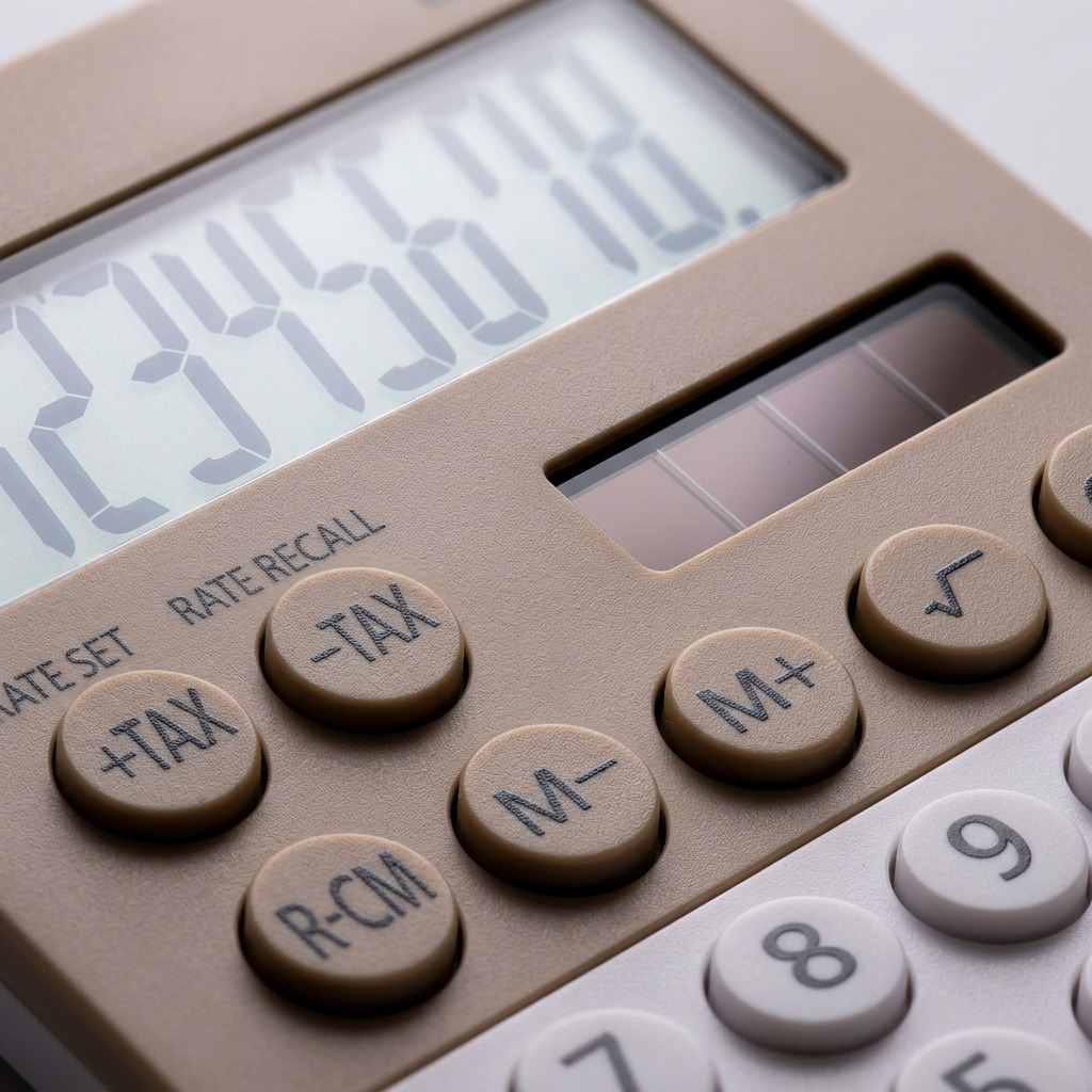 Macro detail shot of the large display, solar cell, and function buttons of the Sharp EL760R.