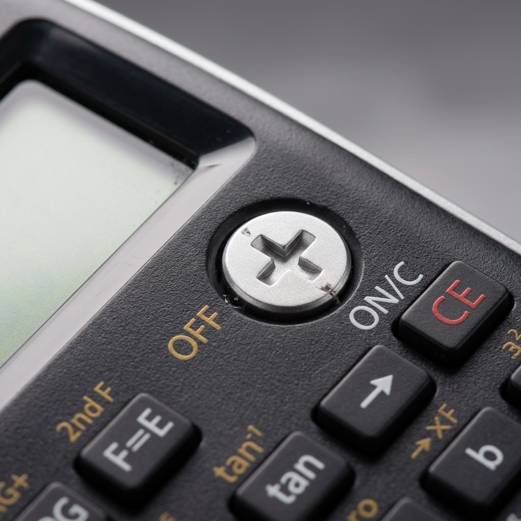 A focused macro detail shot of the silver power button and the textured plastic casing.