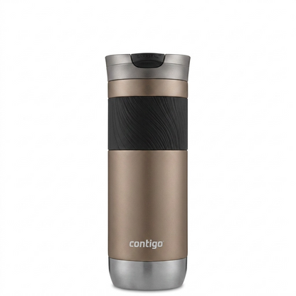 Pure high-resolution hero shot: Contigo Byron 2.0 Brown Sugar travel mug on white background.