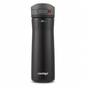 A high-resolution product shot of the black Contigo Jackson Chill 2.0 Water Bottle on a pure white background. The bottle is centered and upright, showing its textured grip and AUTOPOP lid with a red safety lock. The matte finish of the 20 oz stainless steel bottle is sharply defined, and a small Contigo logo is visible on the bottom edge.<ctrl46>